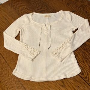 Vintage Hollister white lace up sweater size Lg